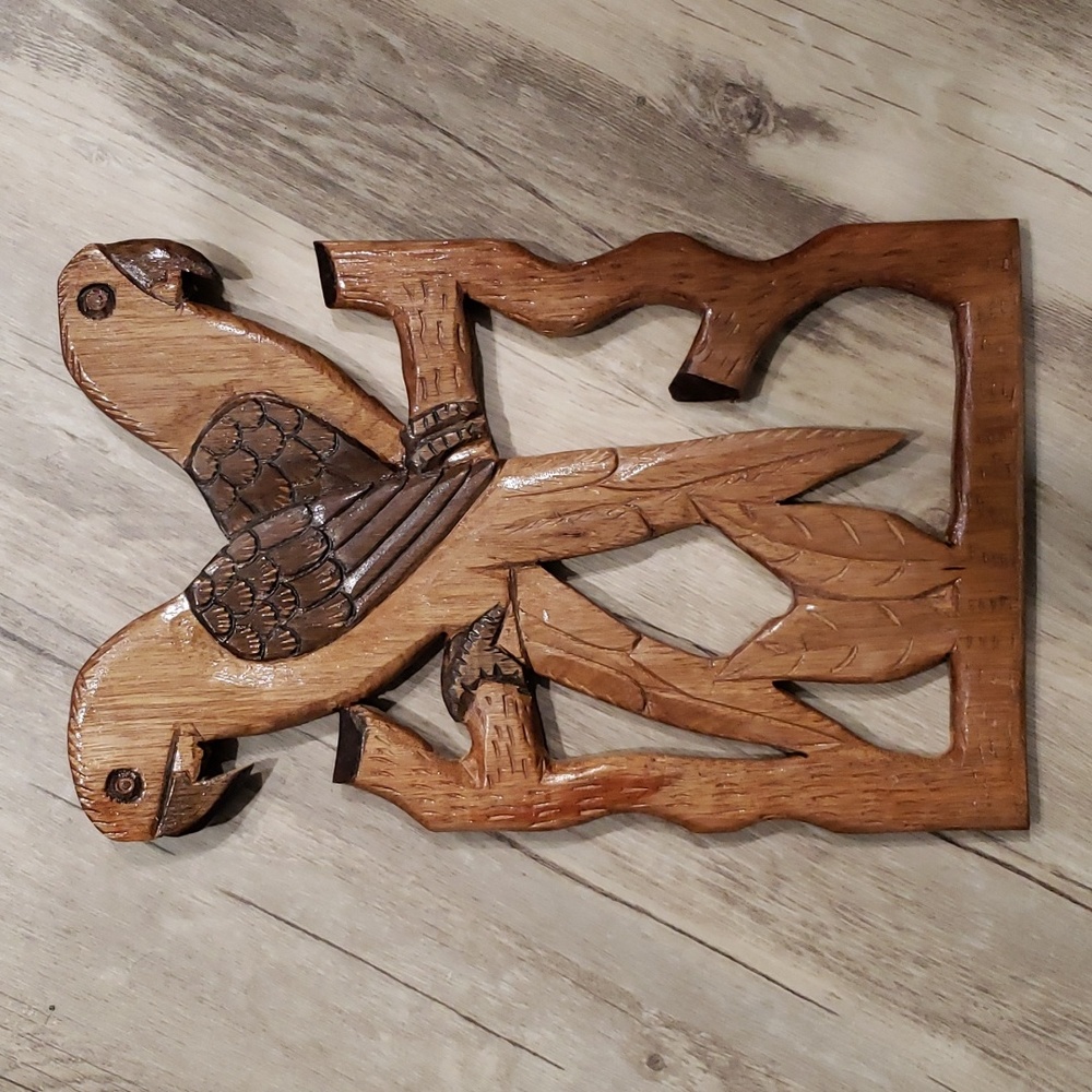 Vintage handcrafted Bird plaque.